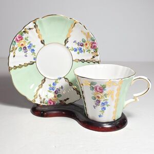 Royal Standard Teacup and Saucer Pink Yellow Blue Purple Flowers